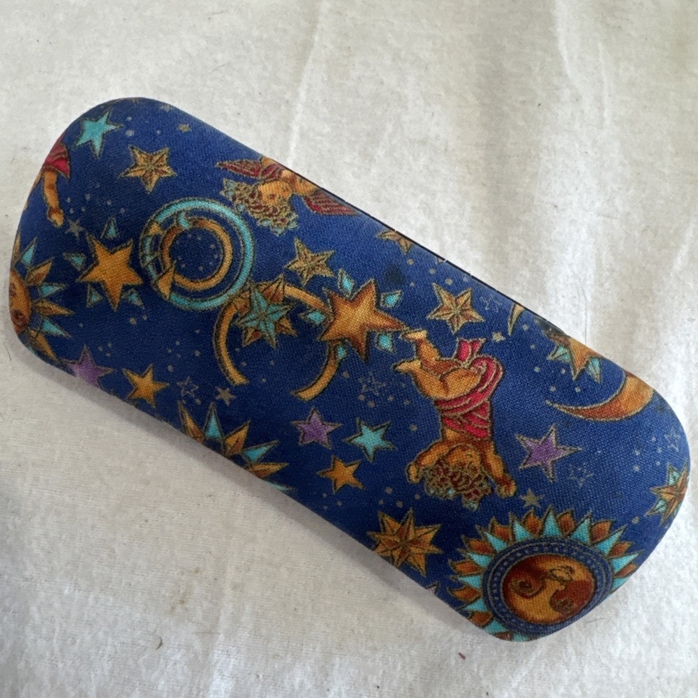 Hard Shell Eyeglasses Case, Clamshell Sunglasses Celestial Sun Moon and Stars